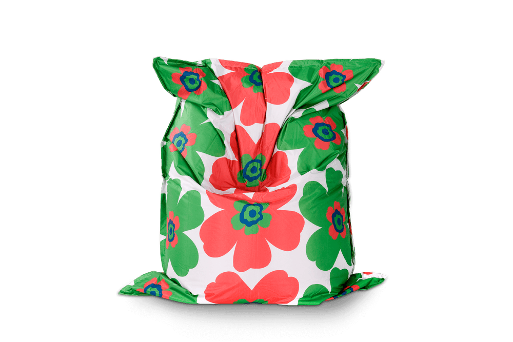 Floralia Sitzsack Bezug in Grün & Rot